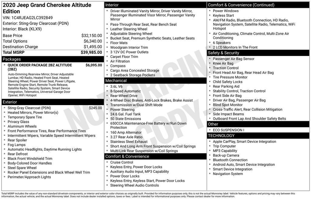 2020 Jeep Grand Cherokee Altitude