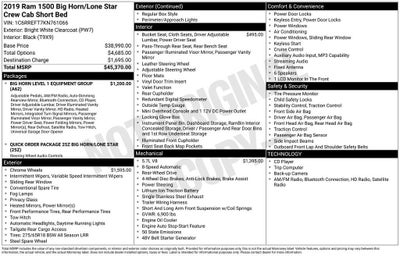 2019 RAM 1500 Big Horn/Lone Star Crew Cab 4x2 5'7" Box