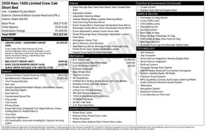 2020 RAM 1500 Limited Crew Cab 4x2 5'7" Box