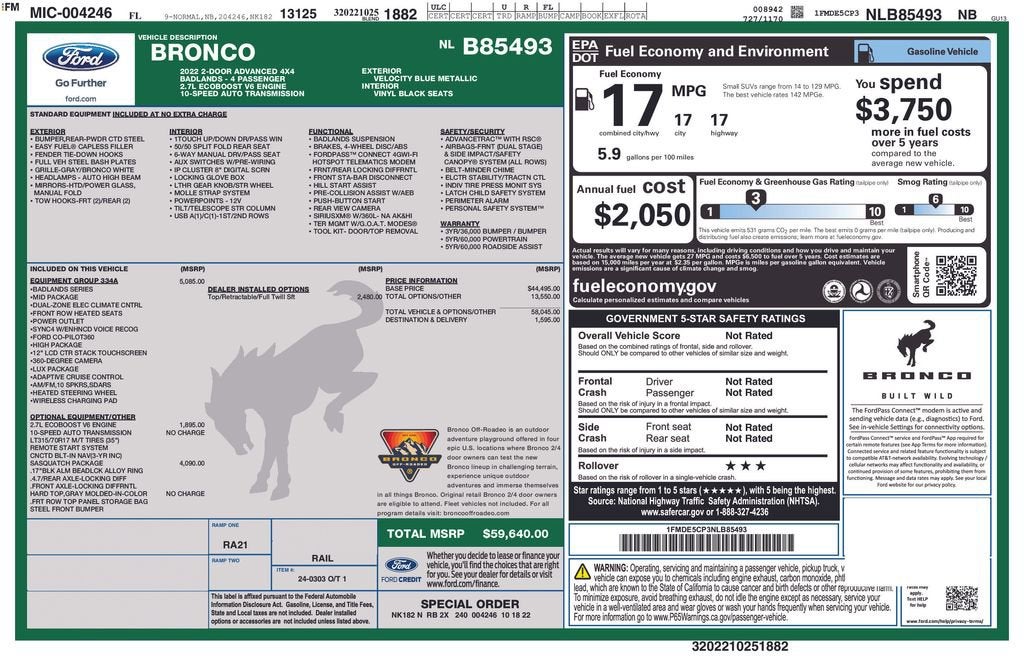 2022 Ford Bronco Base