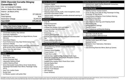 2026 Chevrolet Corvette Stingray 1LT