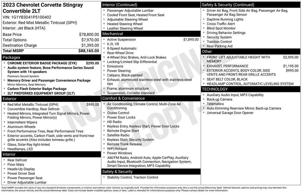 2023 Chevrolet Corvette Stingray 2LT