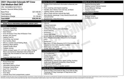2021 Chevrolet Colorado 2WD Work Truck