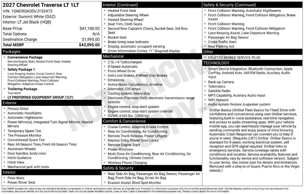 2027 Chevrolet Traverse LT