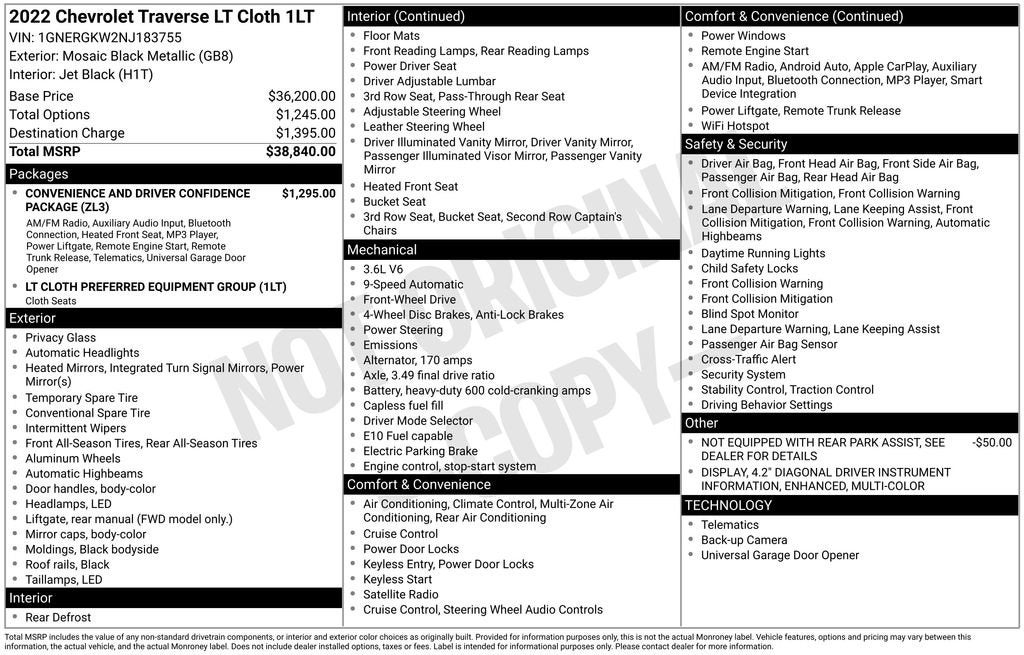 2022 Chevrolet Traverse LT Cloth