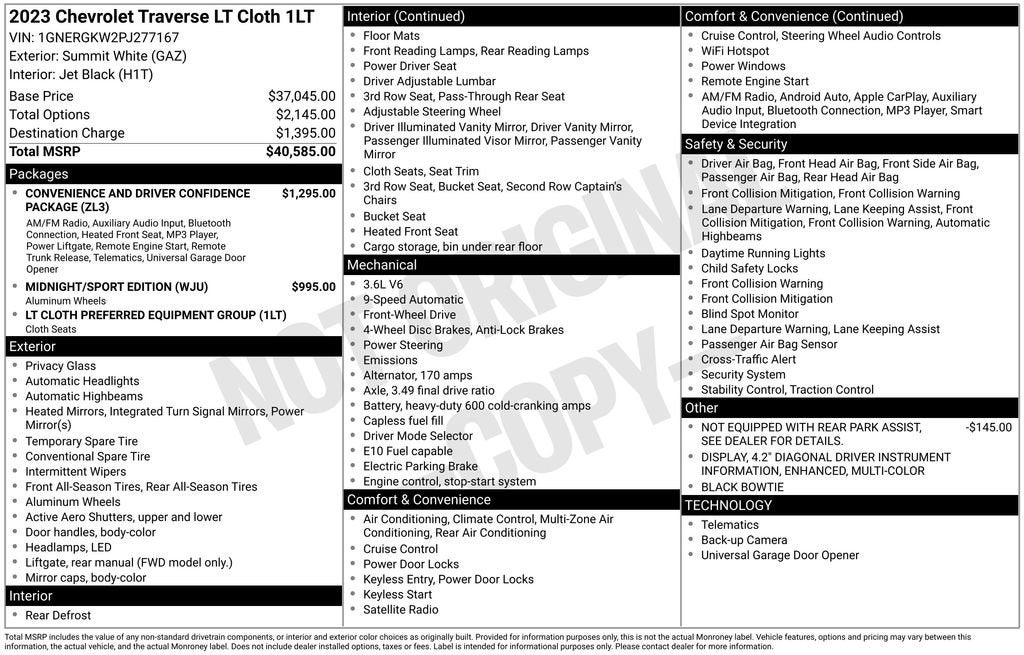 2023 Chevrolet Traverse LT Cloth