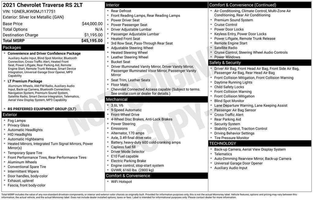 2021 Chevrolet Traverse RS