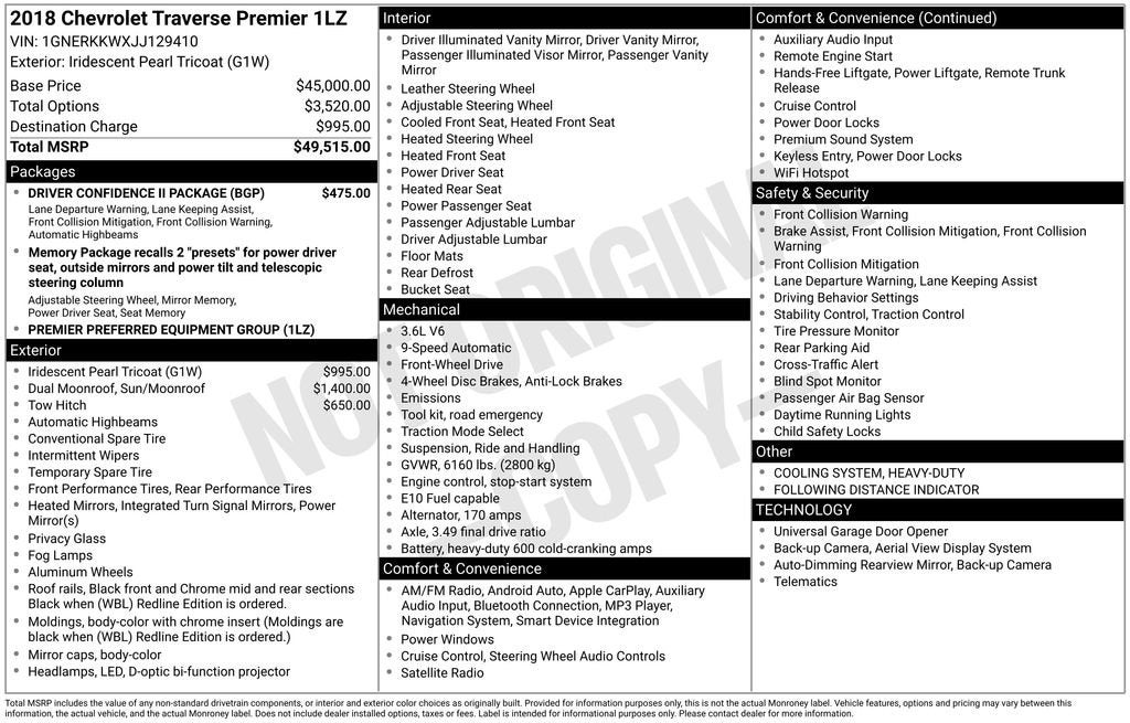 2018 Chevrolet Traverse Premier