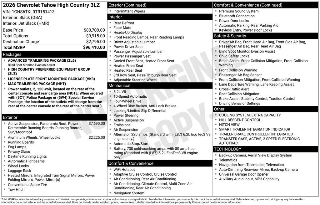 2026 Chevrolet Tahoe High Country