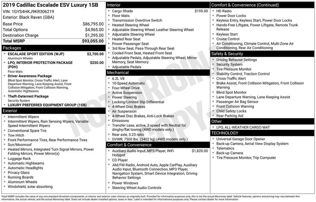 2019 Cadillac Escalade ESV Luxury