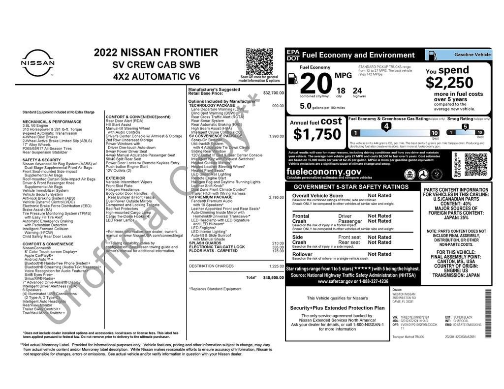 2022 Nissan Frontier SV