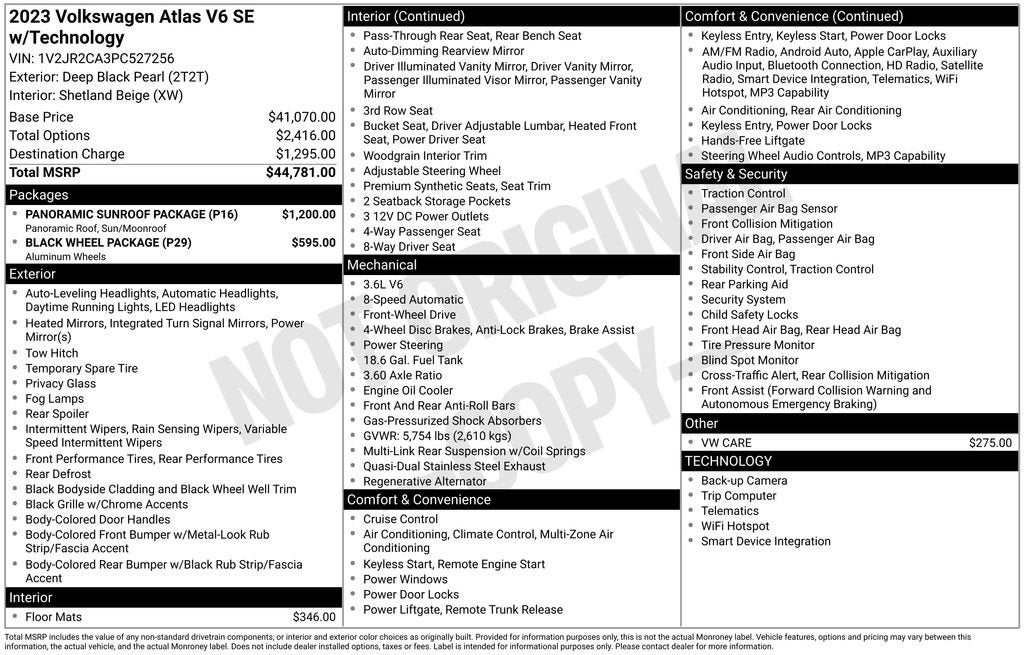 2023 Volkswagen Atlas 3.6L V6 SE w/Technology