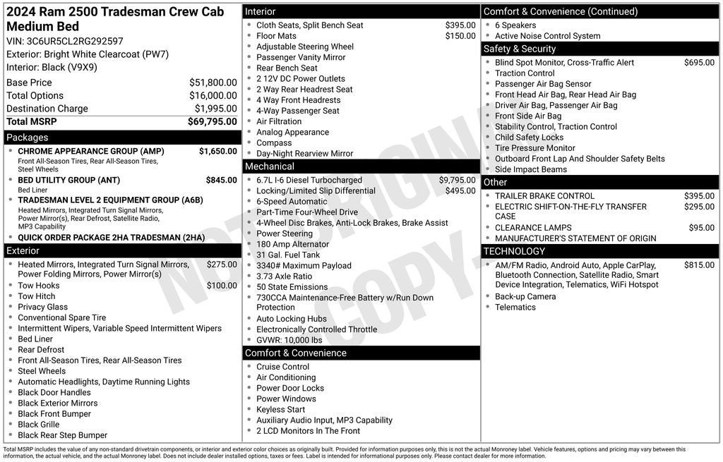 2024 RAM 2500 Tradesman Crew Cab 4x4 6'4" Box