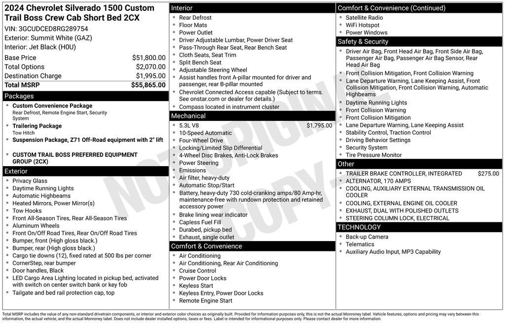 2024 Chevrolet Silverado 1500 Custom Trail Boss