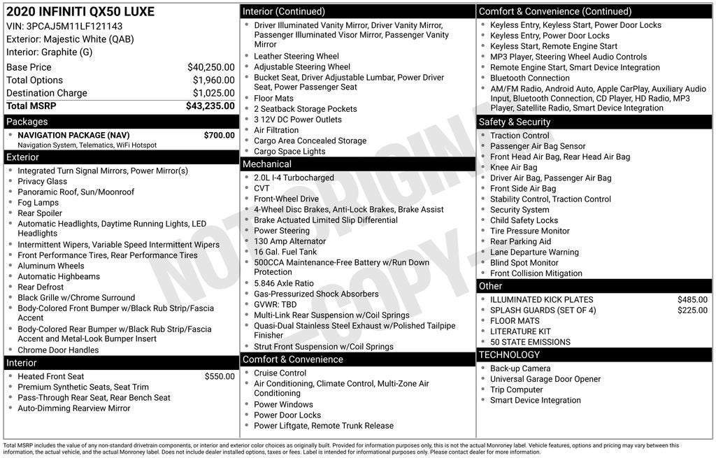 2020 INFINITI QX50 LUXE