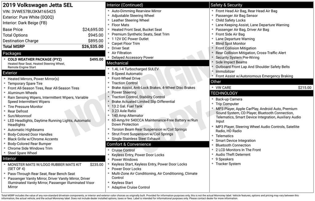 2019 Volkswagen Jetta 1.4T SEL