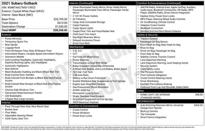 2021 Subaru Outback 4DR WGN CVT