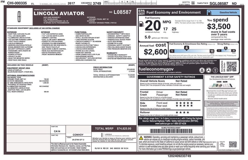 2025 Lincoln Aviator Reserve