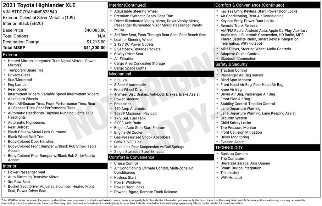 2021 Toyota Highlander XLE