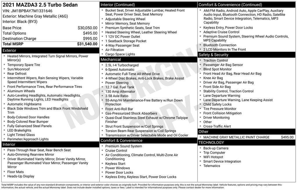 2021 Mazda Mazda3 Sedan 2.5 Turbo