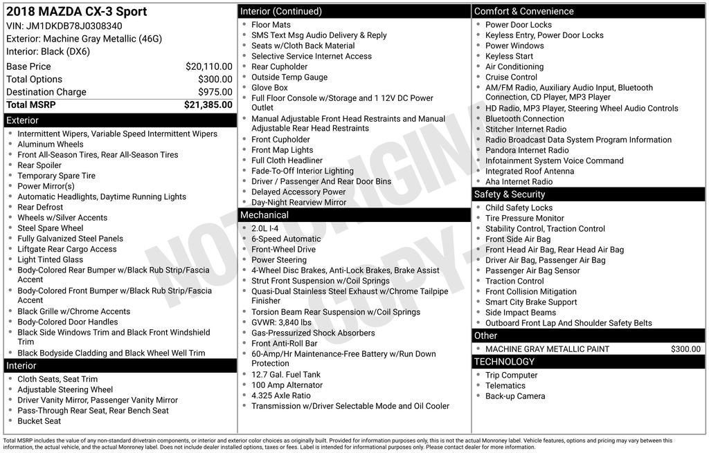 2018 Mazda Mazda CX-3 Sport