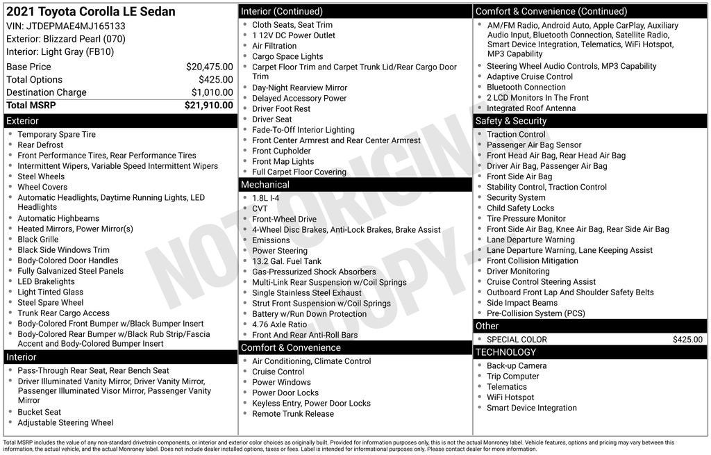 2021 Toyota Corolla LE