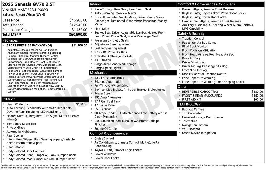 2025 Genesis GV70 2.5T