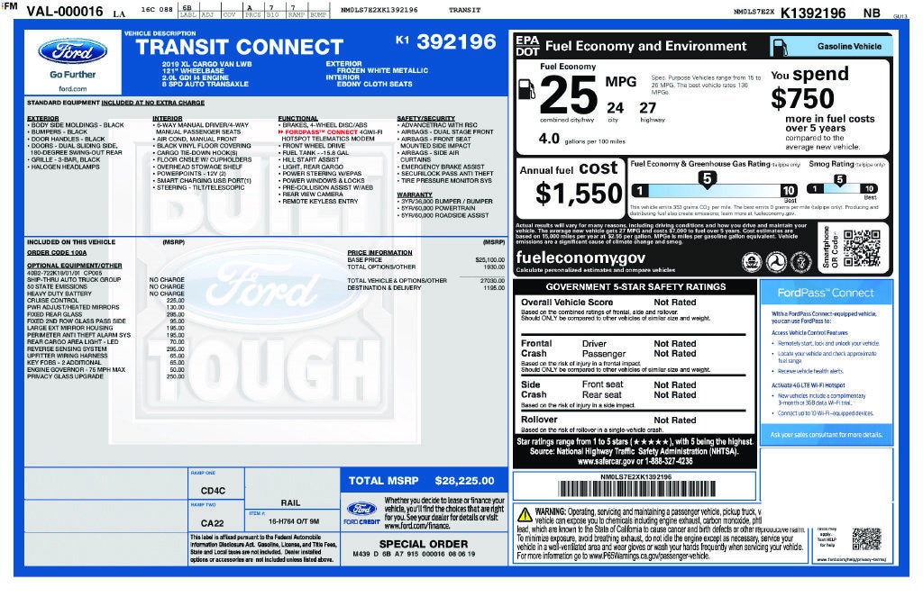 2019 Ford Transit Connect XL