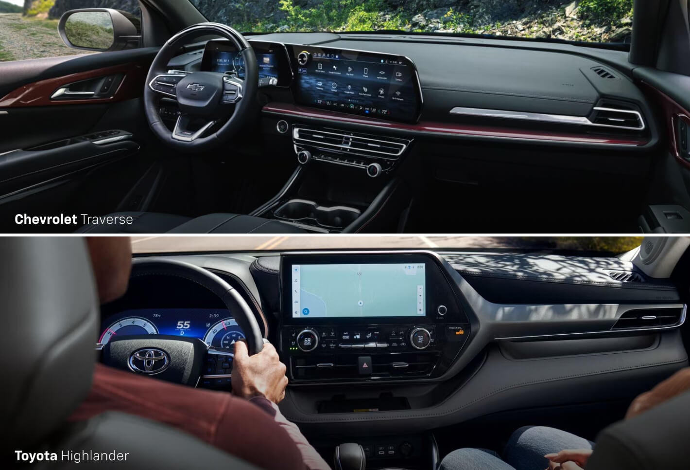 2025 Chevy Traverse vs. 2025 Toyota Highlander Ride & Comfort